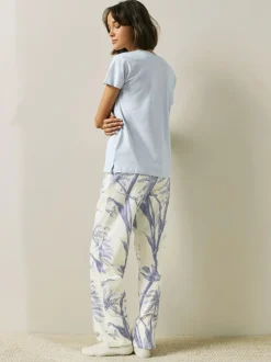 Next Short Sleeve Pyjamas Lilac Purple Palm Clearance