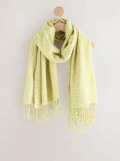 Next Midweight Scarf Lime Green Houndstooth Sale