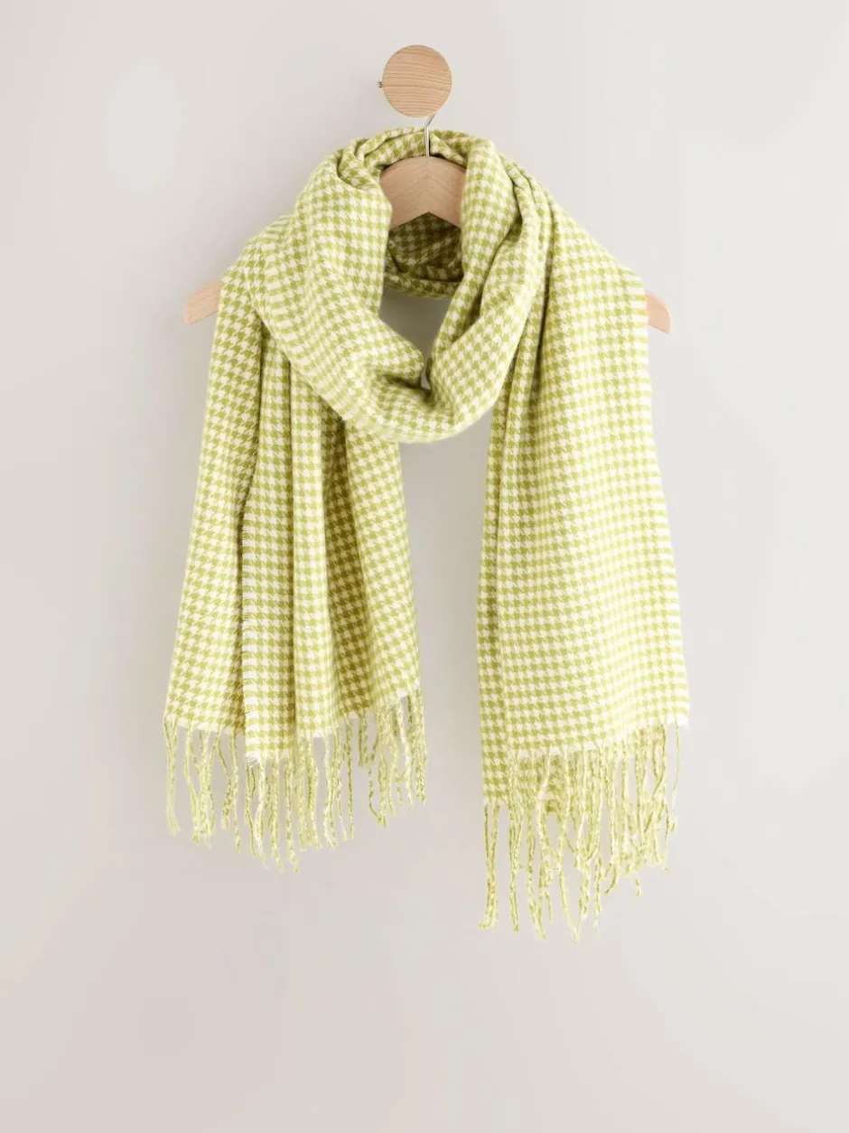 Next Midweight Scarf Lime Green Houndstooth Sale