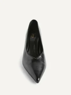 Linzi Bellamy V-Shaped Closed Toe Court Heels Black Discount