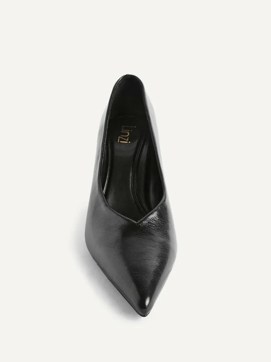 Linzi Bellamy V-Shaped Closed Toe Court Heels Black Discount