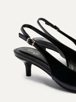 Linzi Elvira Kitten Heel Slingback Courts Black Hot
