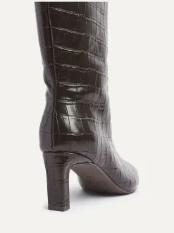Linzi High Leg Uptown Slim Block Heel High Leg Boots Black Outlet