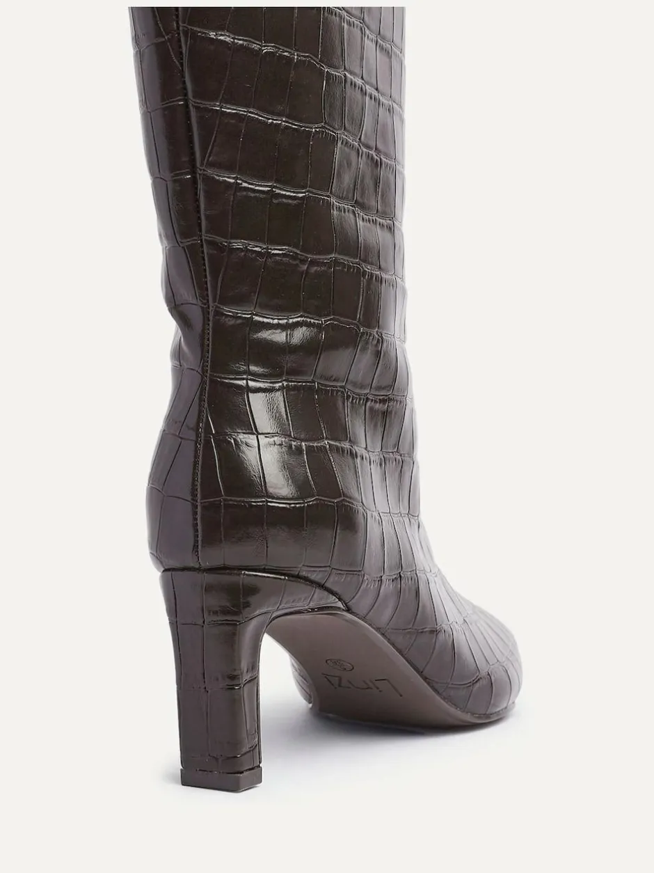 Linzi High Leg Uptown Slim Block Heel High Leg Boots Black Outlet