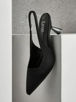 Linzi Izzie Wide Fit Slingback Court Heels Black Hot