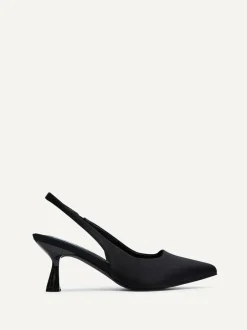 Linzi Izzie Wide Fit Slingback Court Heels Black Hot