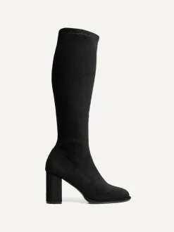 Linzi Black Kylie Stretch High Leg Block Heeled Boots Best