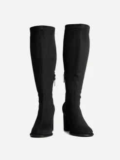 Linzi Black Kylie Stretch High Leg Block Heeled Boots Best