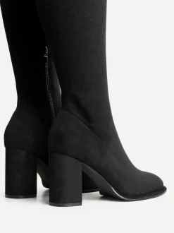 Linzi Black Kylie Stretch High Leg Block Heeled Boots Best