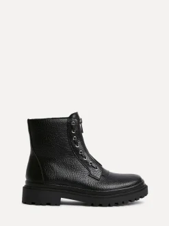 Linzi Black Launch Military Boots With Front Zip Detail Online