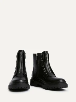 Linzi Black Launch Military Boots With Front Zip Detail Online
