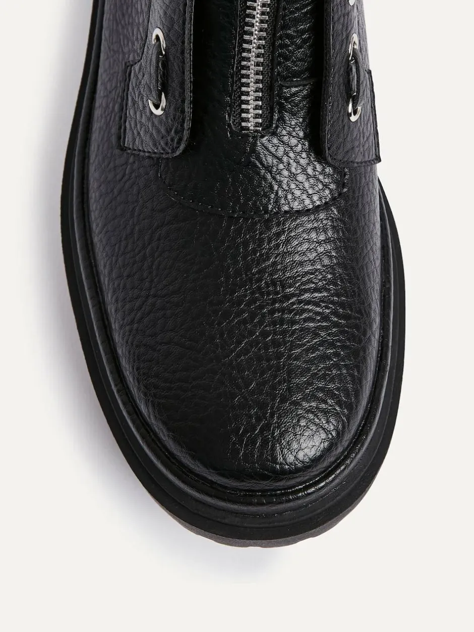 Linzi Black Launch Military Boots With Front Zip Detail Online