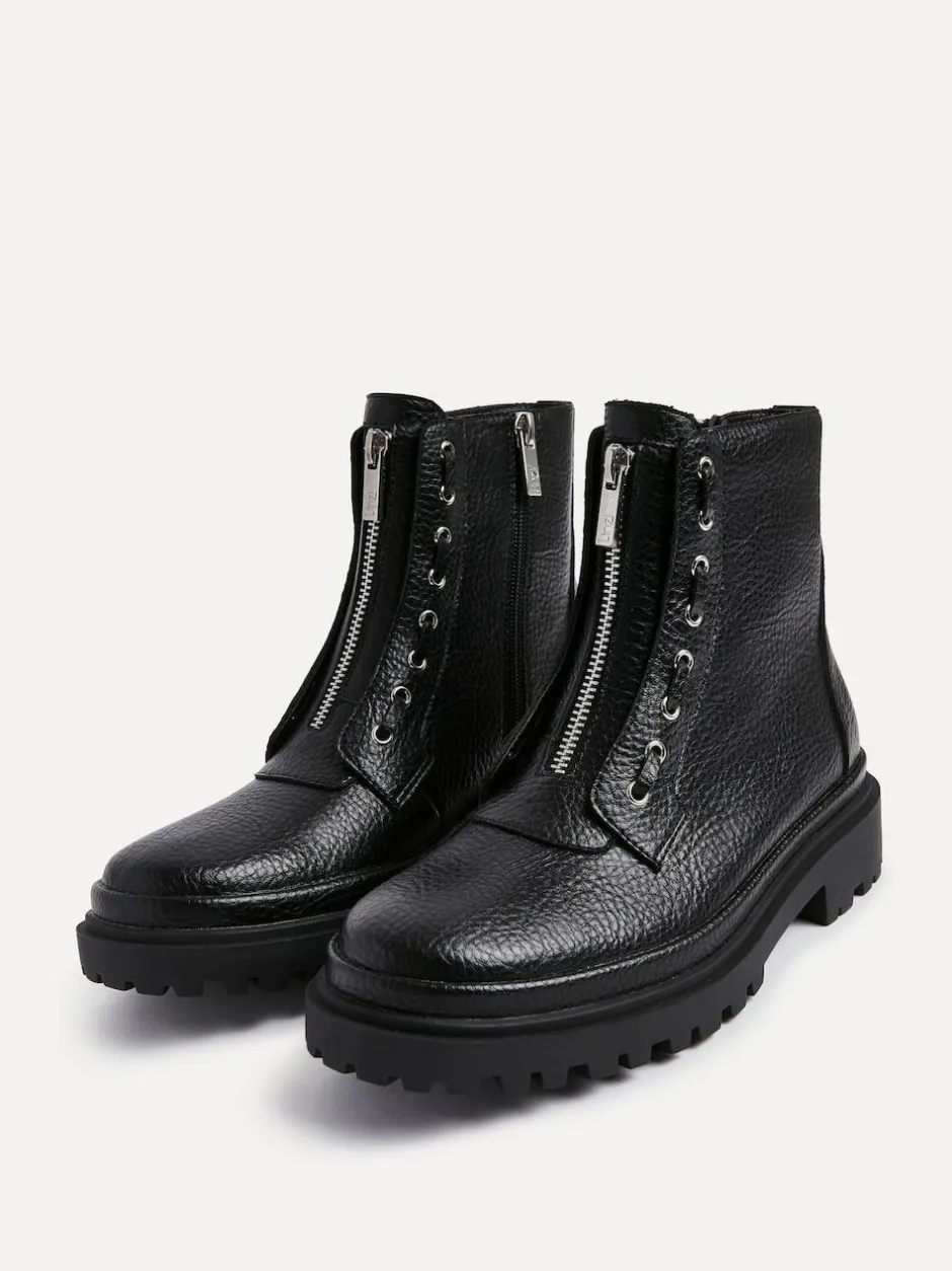 Linzi Black Launch Military Boots With Front Zip Detail Online
