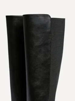 Linzi League High Leg Boots with Gusset Back Black Discount