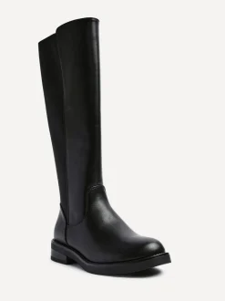 Linzi League High Leg Boots with Gusset Back Black Discount