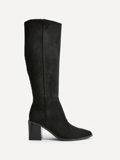 Linzi Levine Block Heeled High Leg Boots Black New