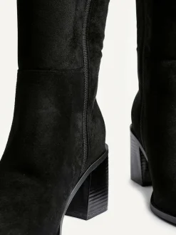 Linzi Levine Block Heeled High Leg Boots Black New