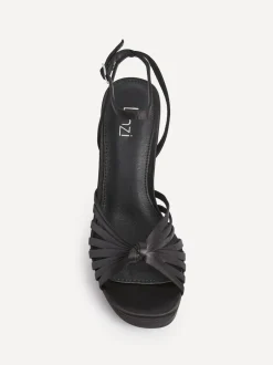 Linzi Socialite Strappy Platform Heeled Sandals Black Satin Best