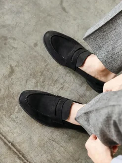 Linzi Aurelio Penny Loafers Black Suede