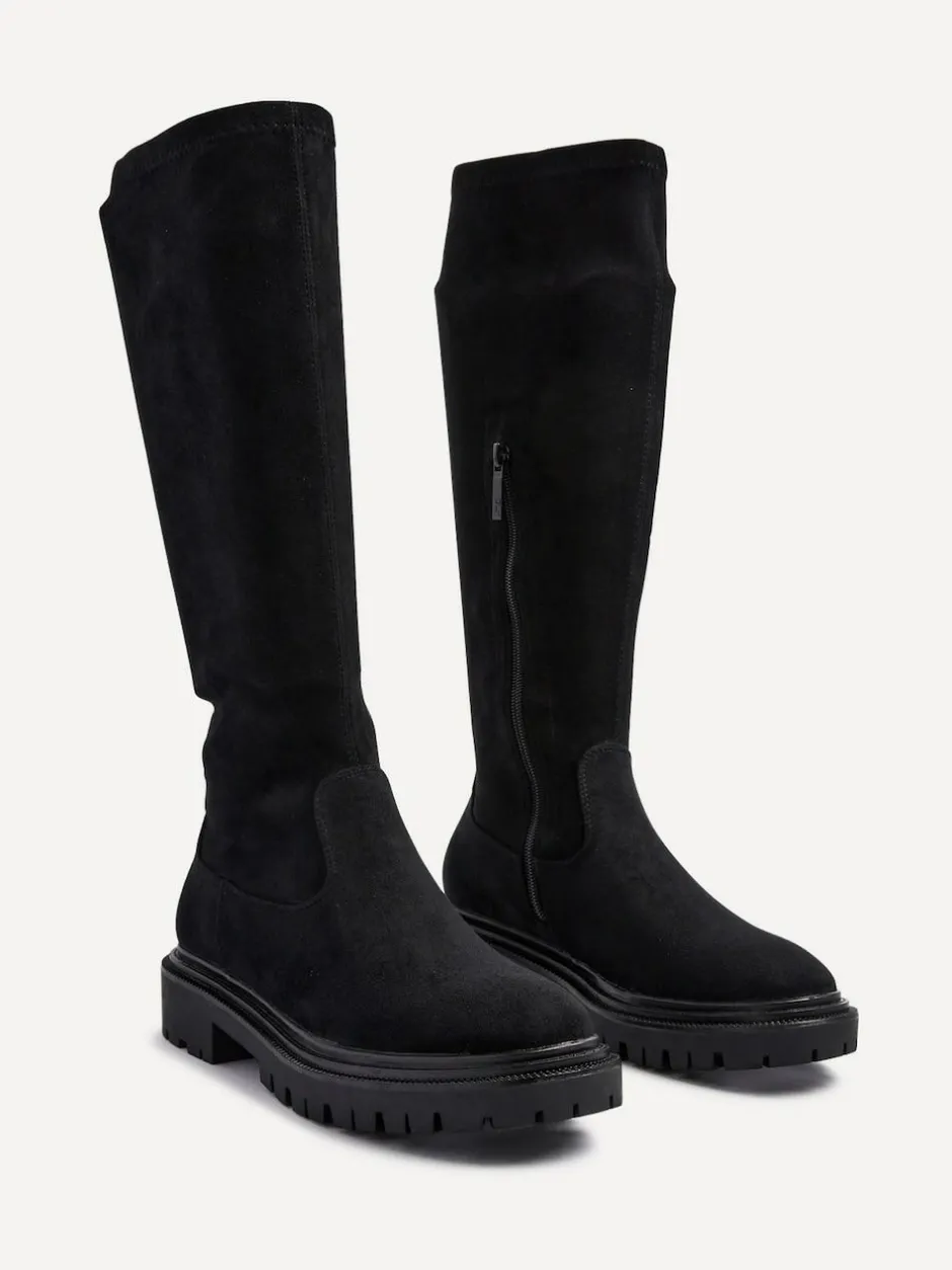 Linzi Hallie High Leg Stretch Boots Black Suede Best