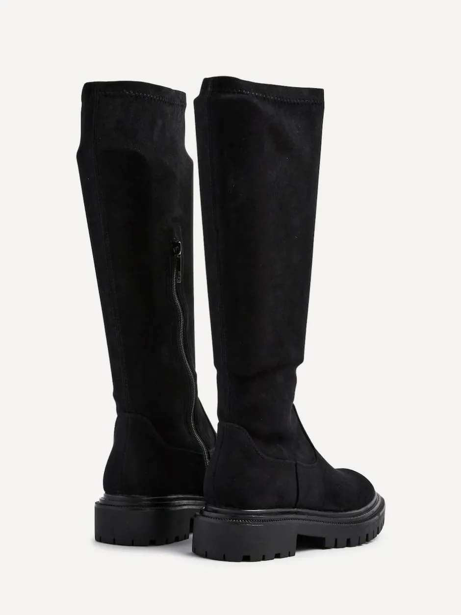 Linzi Hallie High Leg Stretch Boots Black Suede Best