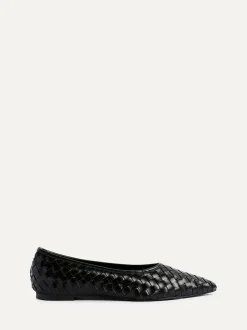 Linzi Talina Woven Pointed Toe Ballet Flats Black New