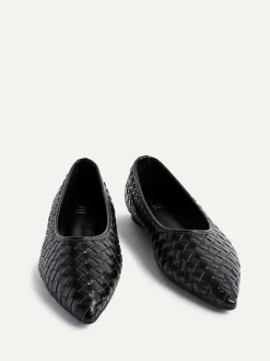 Linzi Talina Woven Pointed Toe Ballet Flats Black New