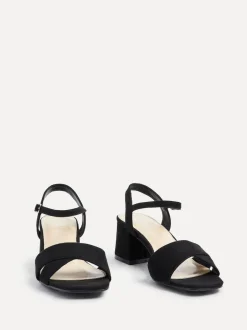 Linzi Vivian Wide Fit Heeled Sandals With Crossover Front Strap Black New