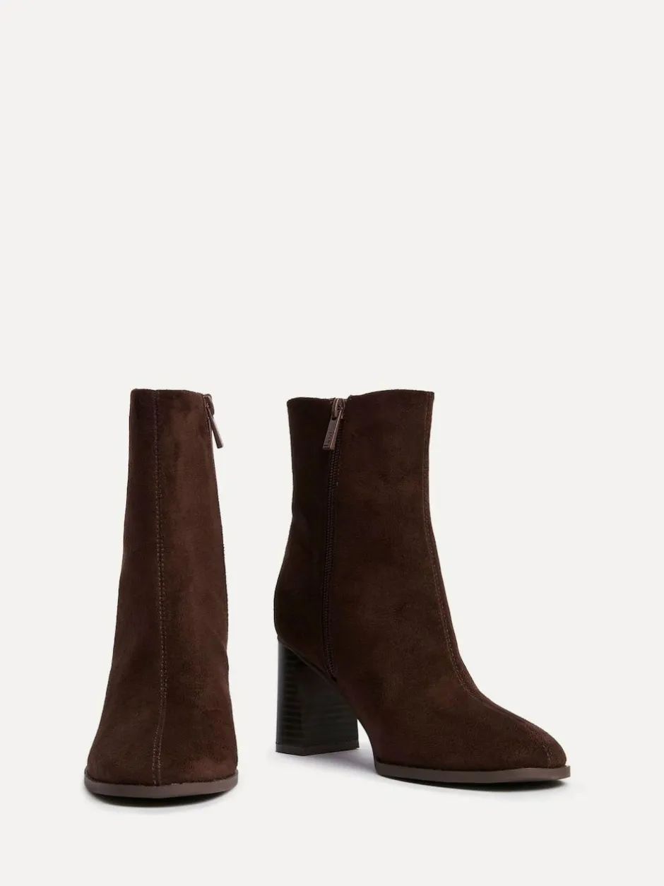 Linzi Approach Round Toe Block Heeled Ankle Boots Brown Hot