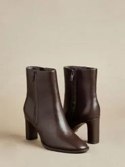Linzi Jonas Block Heel Ankle Boots Brown Hot