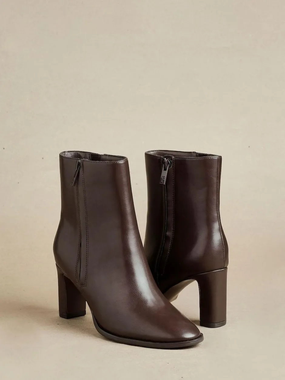 Linzi Jonas Block Heel Ankle Boots Brown Hot