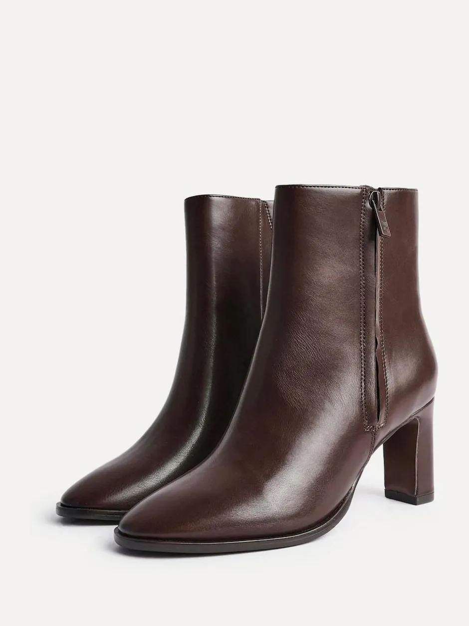 Linzi Jonas Block Heel Ankle Boots Brown Hot
