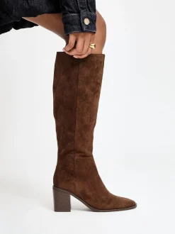 Linzi Levine Block Heeled High Leg Boots Brown Online