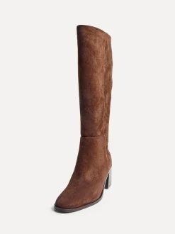 Linzi Levine Block Heeled High Leg Boots Brown Online