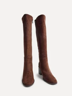 Linzi Levine Block Heeled High Leg Boots Brown Online
