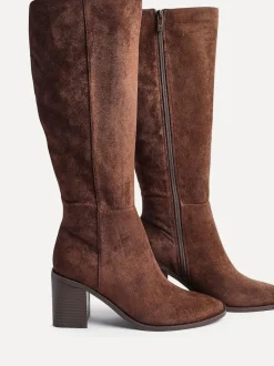 Linzi Levine Block Heeled High Leg Boots Brown Online