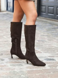 Linzi Rush Pointed Toe High Leg Stiletto Boots Brown New