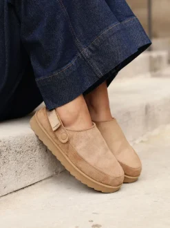 Linzi Teddy Slip-On Slingback Clogs Brown Discount