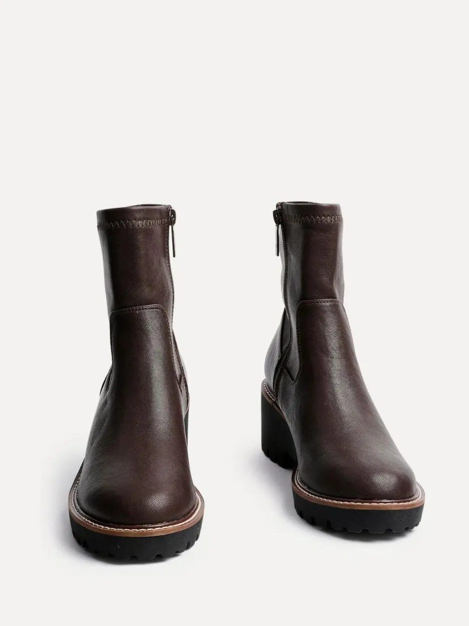 Linzi Brown Trish Stretch Wedged Heel Ankle Boots