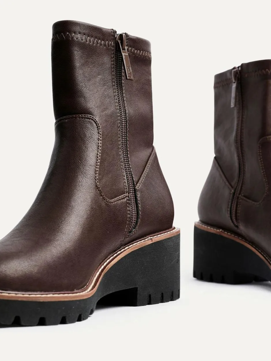 Linzi Brown Trish Stretch Wedged Heel Ankle Boots