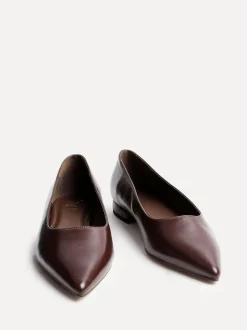 Linzi Wide Fit Compete Pointed Toe Ballet Flat Shoes Brown Best