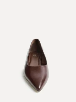 Linzi Wide Fit Compete Pointed Toe Ballet Flat Shoes Brown Best