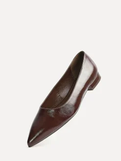 Linzi Wide Fit Compete Pointed Toe Ballet Flat Shoes Brown Best