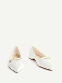 Linzi Cream Bridal Engaged Pointed Toe Ballet Flats With Buckle Detail Sale