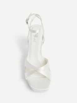 Linzi Cream Bridal Romantica Platform Heeled Sandals with Embellishments Discount