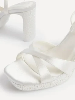 Linzi Cream Bridal Romantica Platform Heeled Sandals with Embellishments Discount