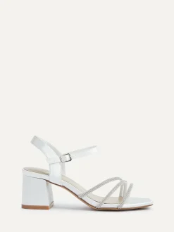 Linzi Cream Bridal Wide Fit Mariah Open Back Heels With Diamante Triple Front