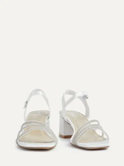 Linzi Cream Bridal Wide Fit Mariah Open Back Heels With Diamante Triple Front