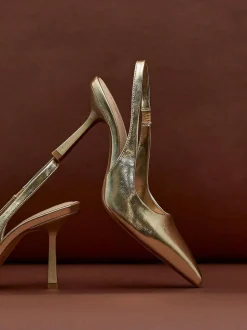 Linzi Dash Slingback Court Heels Gold Sale