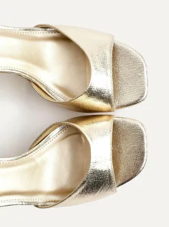 Linzi Diva Platform Block Heels Gold Discount